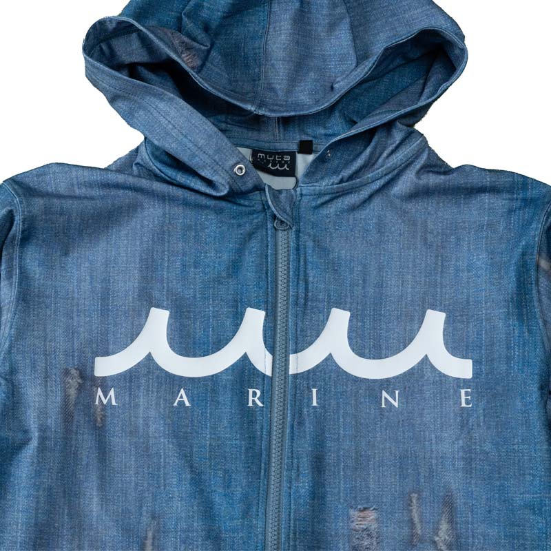 ムータマリン MMTK-435071 ラッシュパーカー (ダメージデニム) ブルー