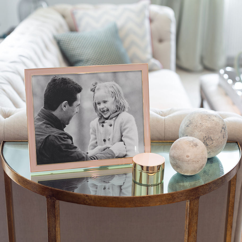Gold Trim Pastel Pink Enamel Photo Frames - 4x6, 5x7 | Addison
