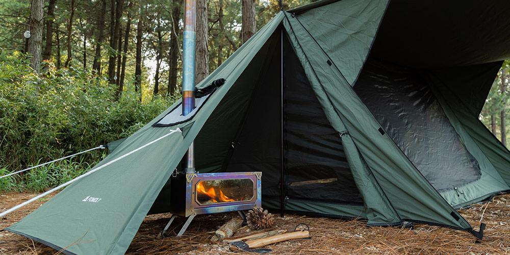 STOVEHUT TC パップテント 前室あり | 軍幕テント煙突穴付き 1-2人用