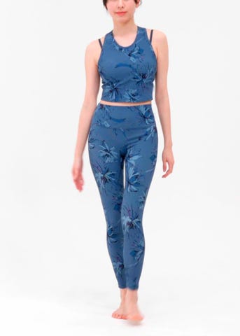 SUKALA】リブBigフラワープリントレギンス(XS・S・M・Lサイズ スモーク