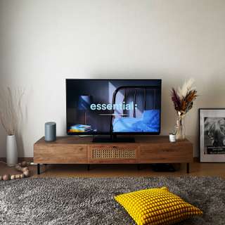 幅180] スチール脚テレビボード ラタン調 コード穴 脚付き | 【公式