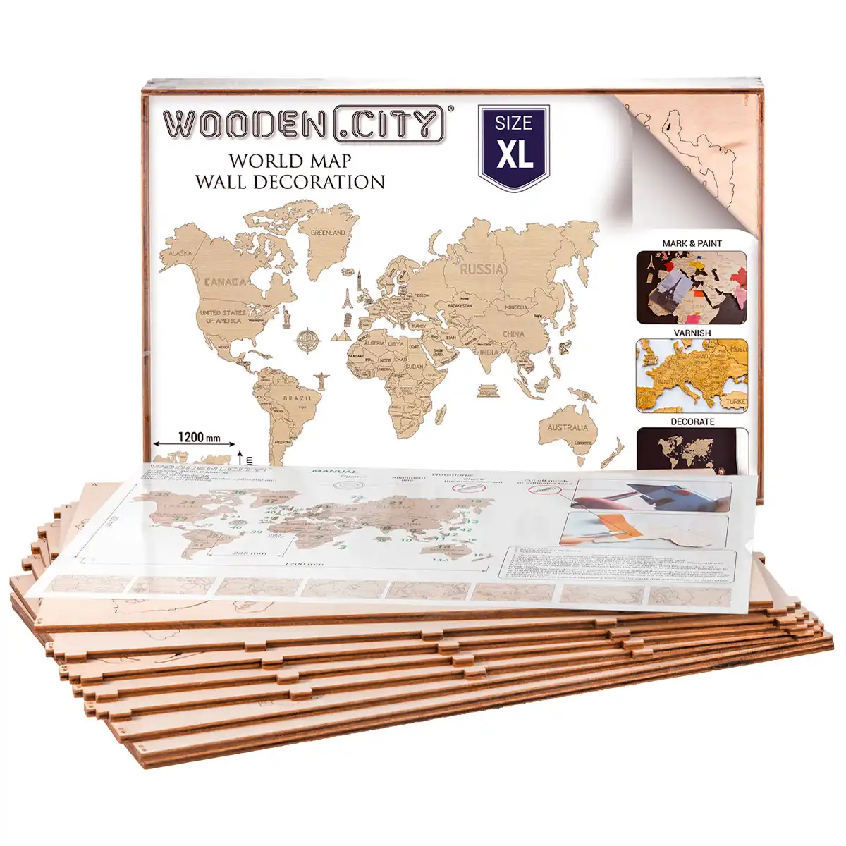 3D Wooden World Map Puzzle - World Map XL | Wooden.City