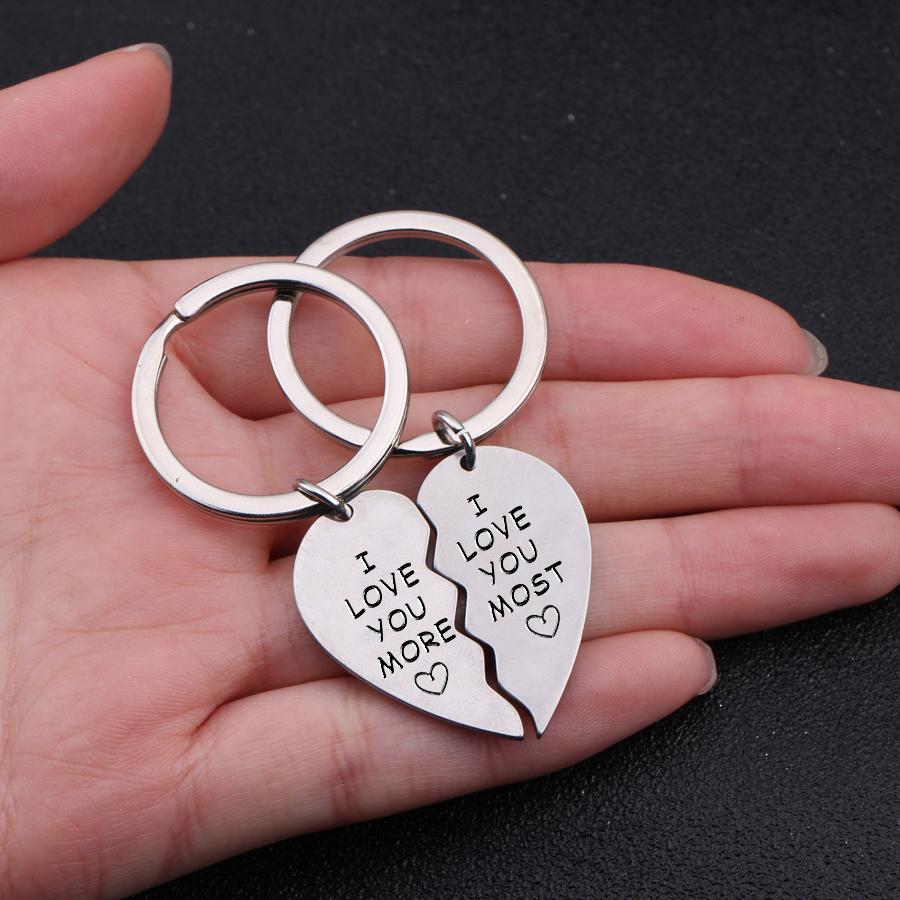 Heart Puzzle Keychain - I Love You More - I Love You Most