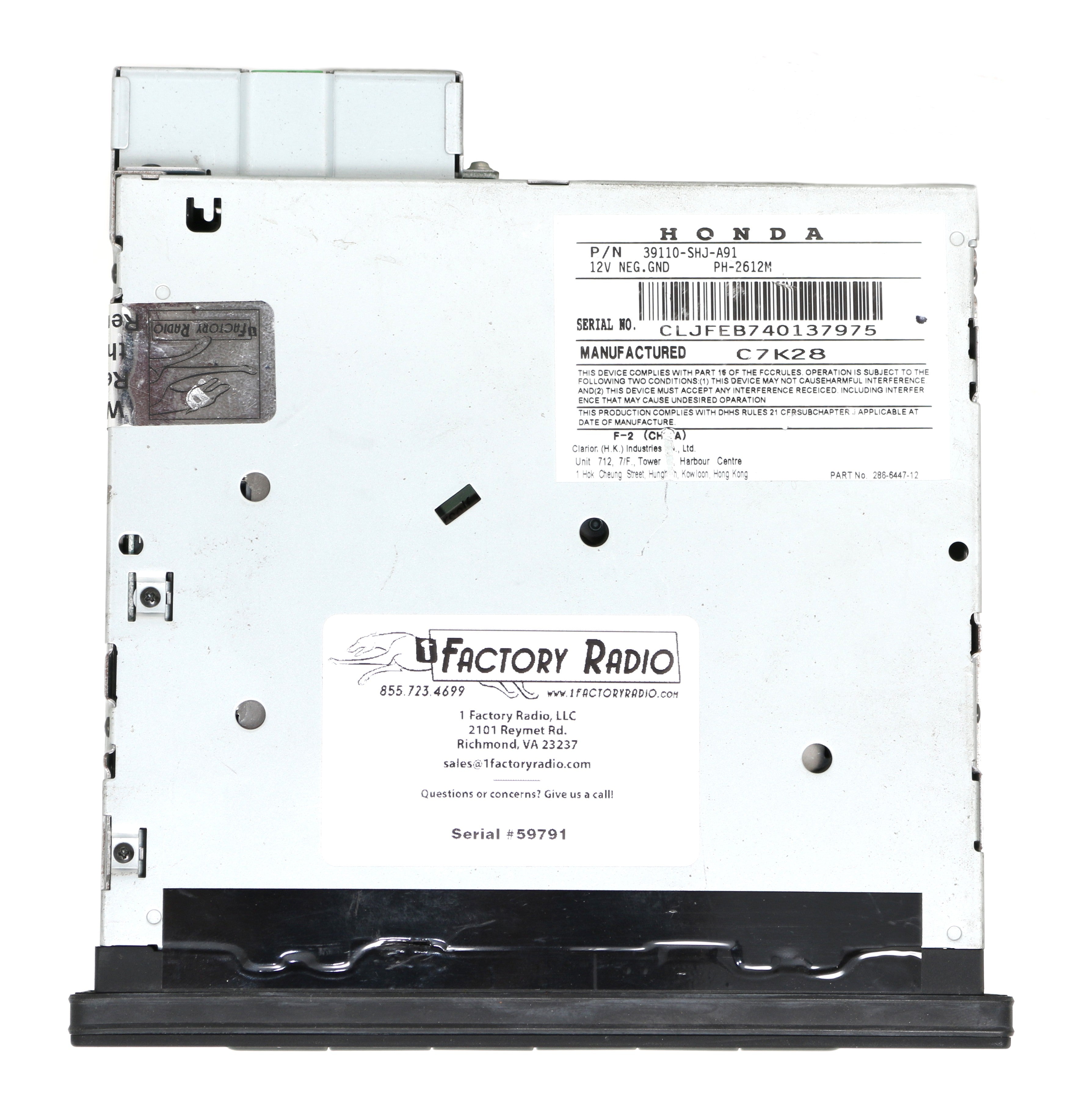 2005-2010 Honda Odyssey 6 Disc CD Player Receiver Unit Part Number