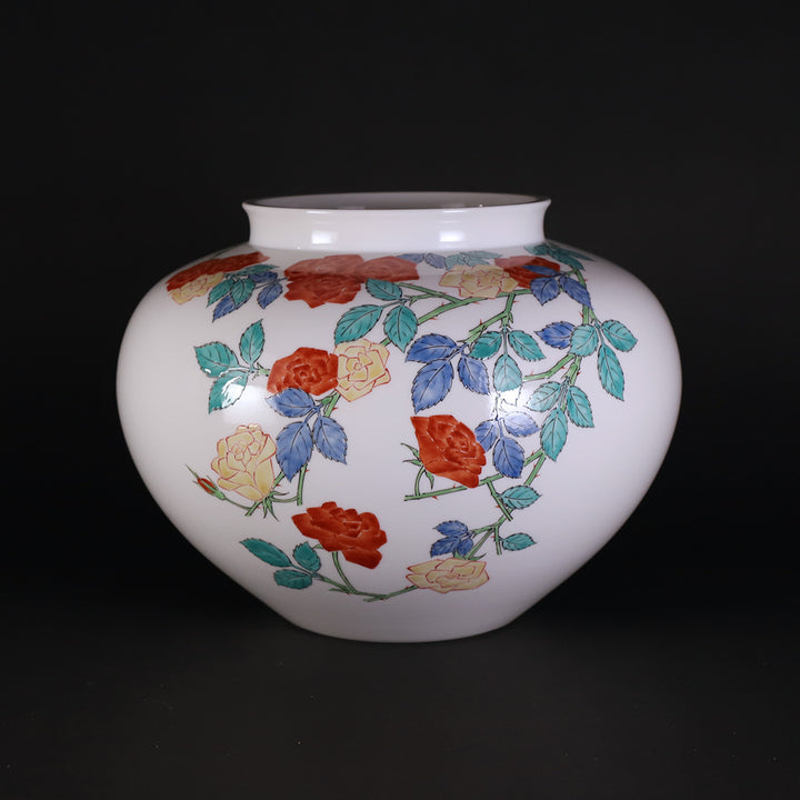 十五代酒井田柿右衛門 作 濁手薔薇文花瓶 – ギャラリー一番館