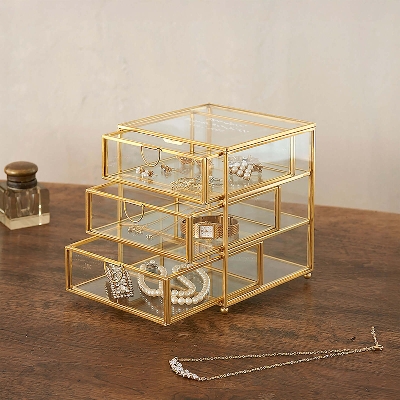 真鍮ガラスジュエルケース [ 2-U ]