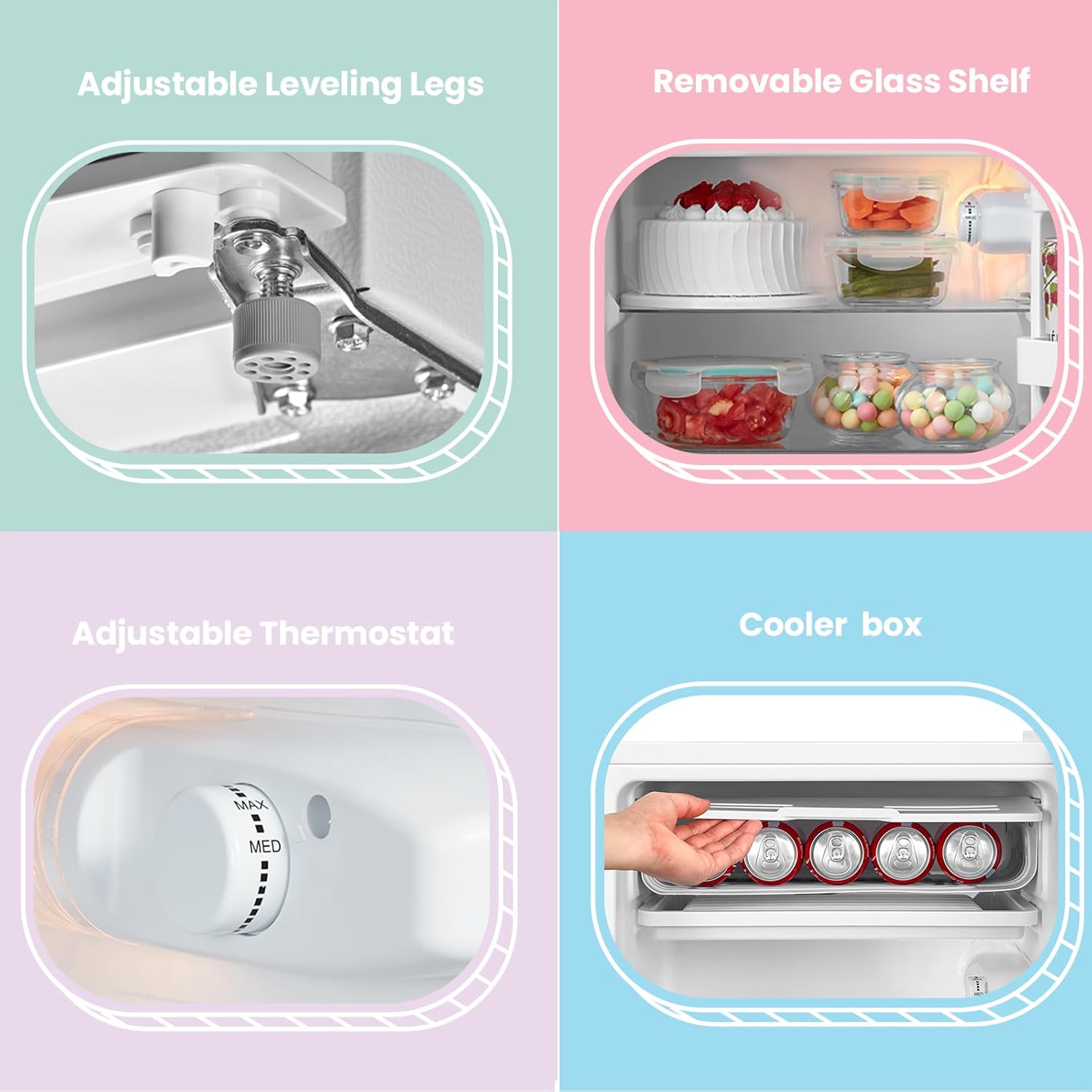 COMFEE' RCD93WH2(E) Under Counter Fridge 93L | Black | Cooler Box