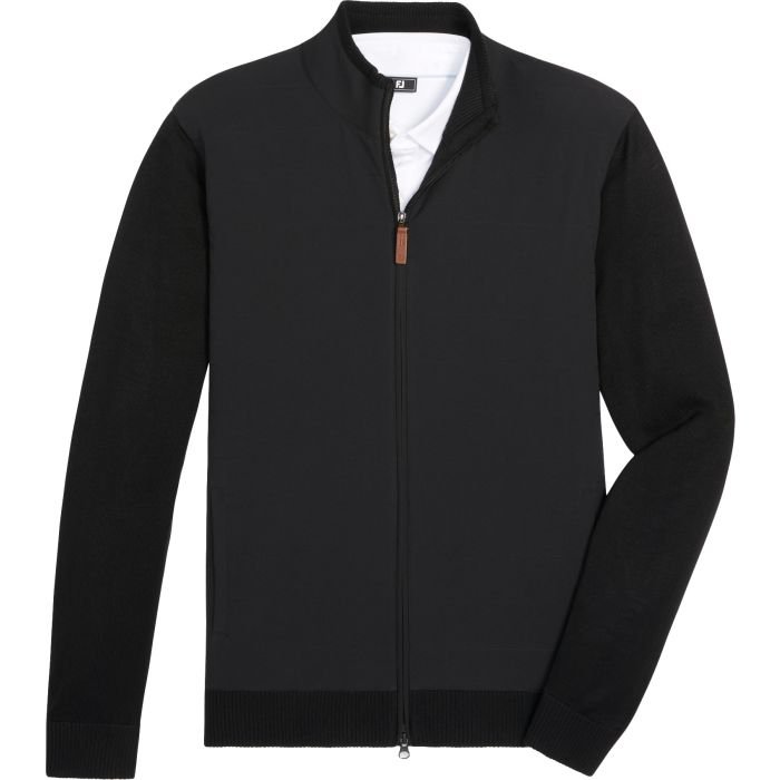 FootJoy Hybrid Full-Zip Golf Sweater Black - Carl's Golfland