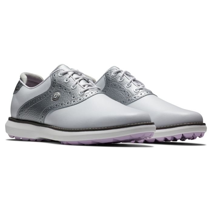 FootJoy Women's Traditions Spikeless Golf Shoes White/Silver 97897