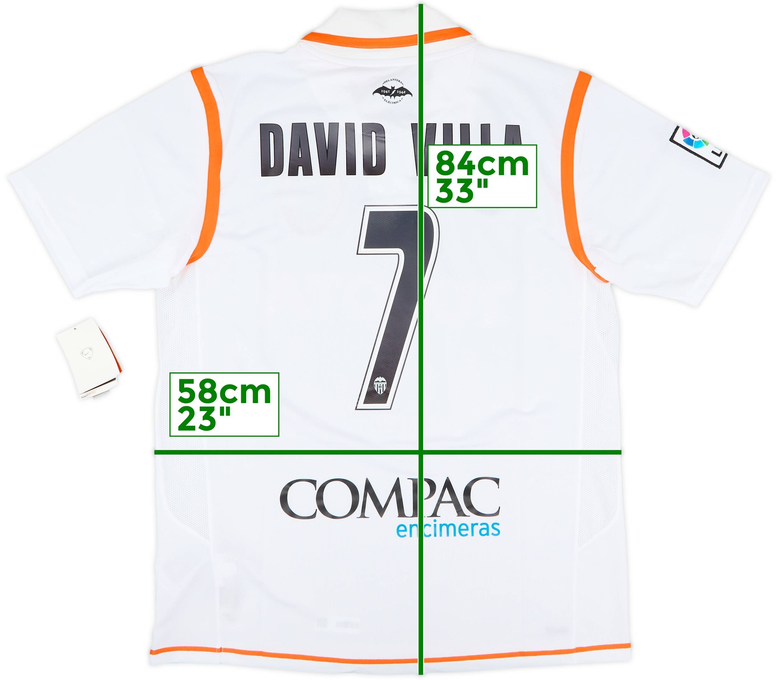 2007-08 Valencia Home Shirt David Villa #7 (L)