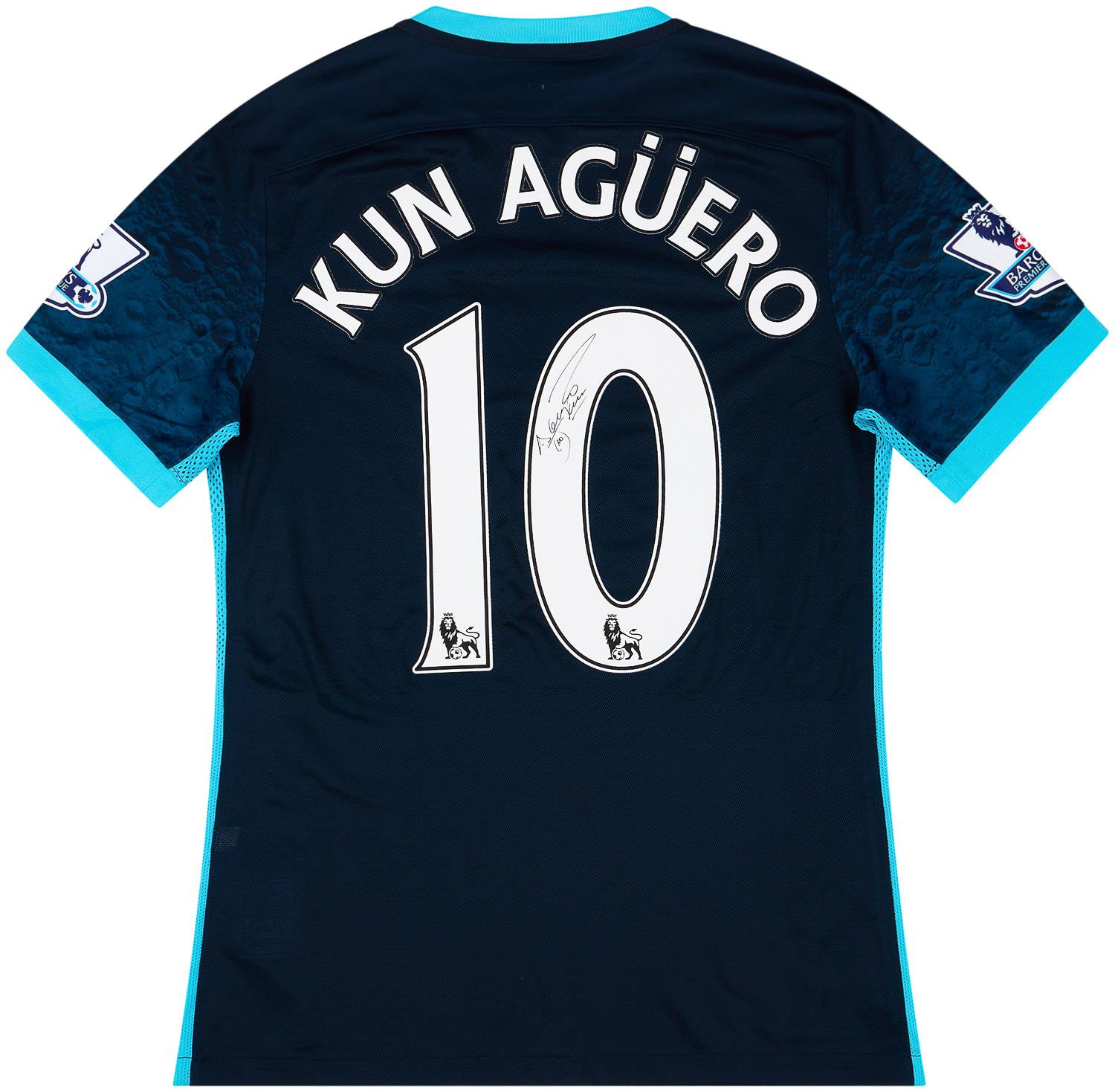 2015-16 Manchester City Match Issue Signed Away Shirt Kun Aguero #10
