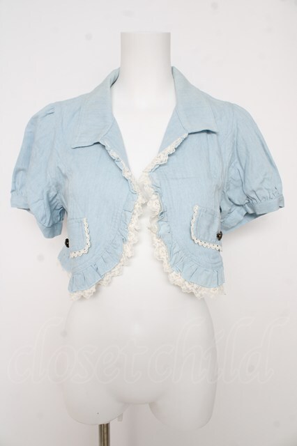 axes femme / フリルシャツ風ボレロ M サックス Y-26-02-27-029-AX-TO