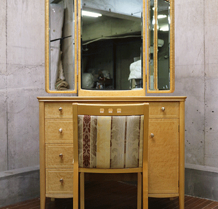 IDC大塚家具】バーズアイ メープル ドレッサー 鏡台 チェア 椅子 出張