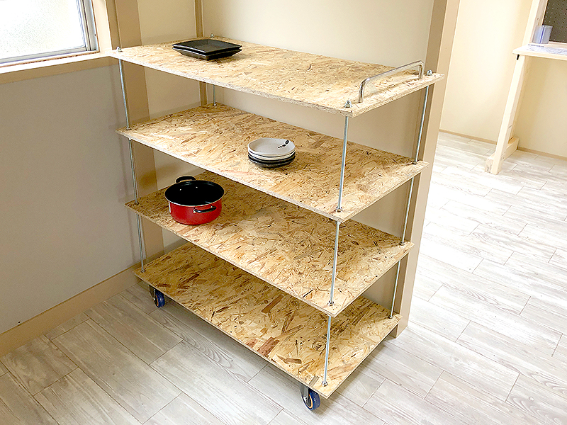 賃貸DIY】長ネジとOSB合板を使ったキッチンワゴンをDIY