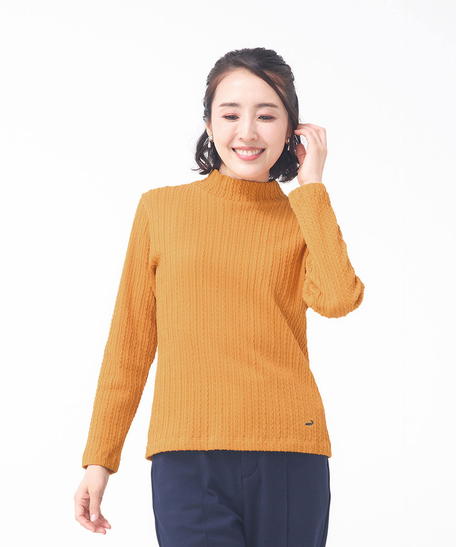 レディース ケーブル柄 ハイネック カットソー通販 [0302-55223