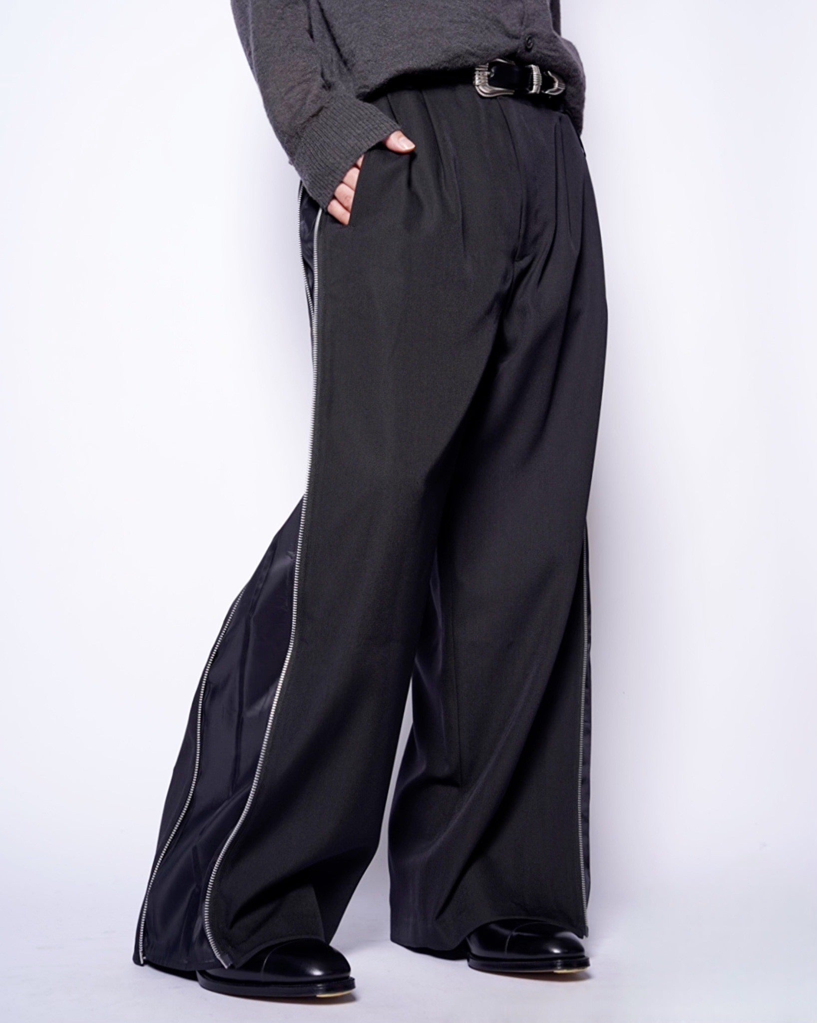 08sircus】Viscose mad cross side zip pants-Amanojak.