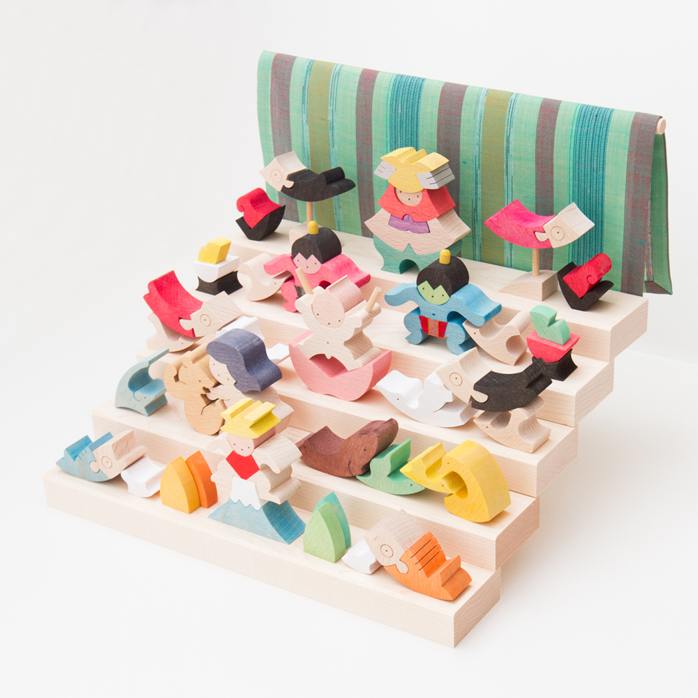 里山円武者五段飾り（垂幕：緑）【小黒三郎の五月人形】【KK246