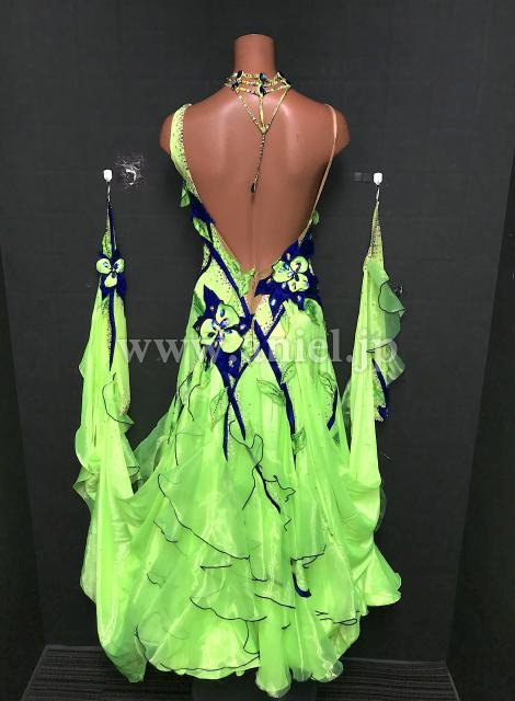 社交ダンスドレス・衣装のドレスネットアニエル / B261・蛍光黄緑&青