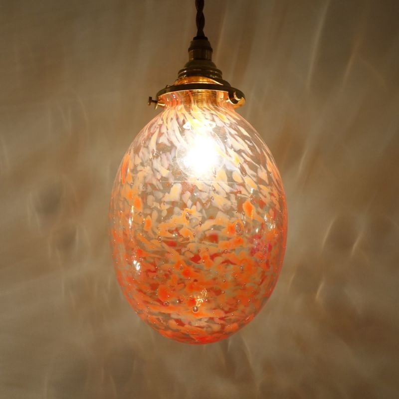 タマゴ型ペンダントライト 泡オレンジ アトリエ Ansan