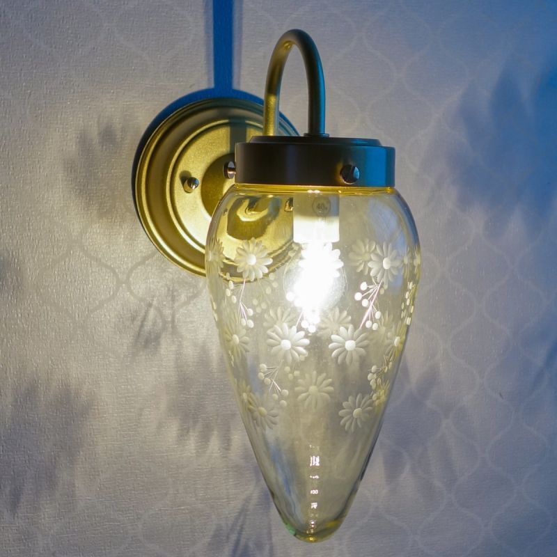 ポンポン花切子 ブラケットライト ほのお型 アンバー 藤本幸治