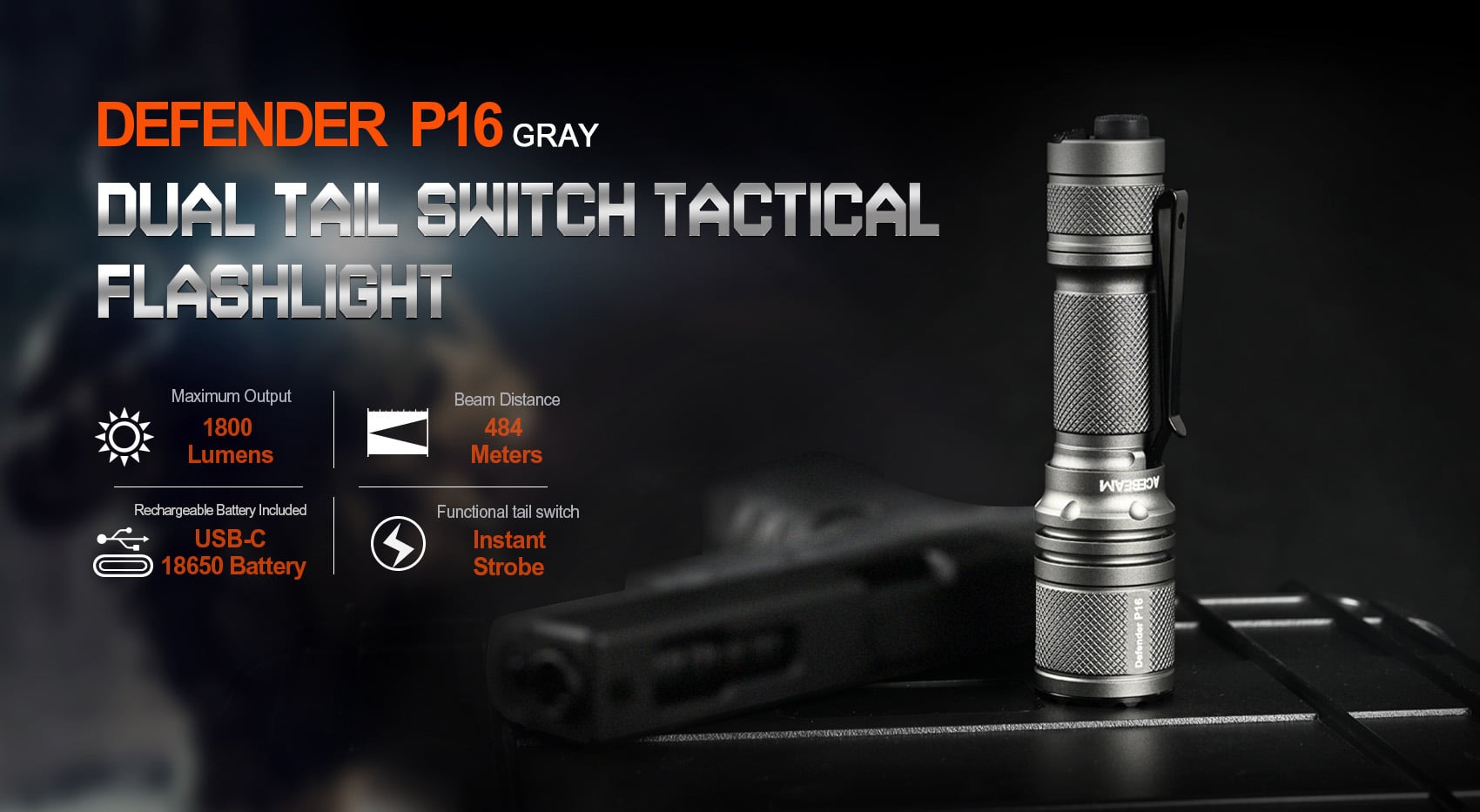 Tail-dual Switch Tactical Flashlight|Acebeam® Official Store |High