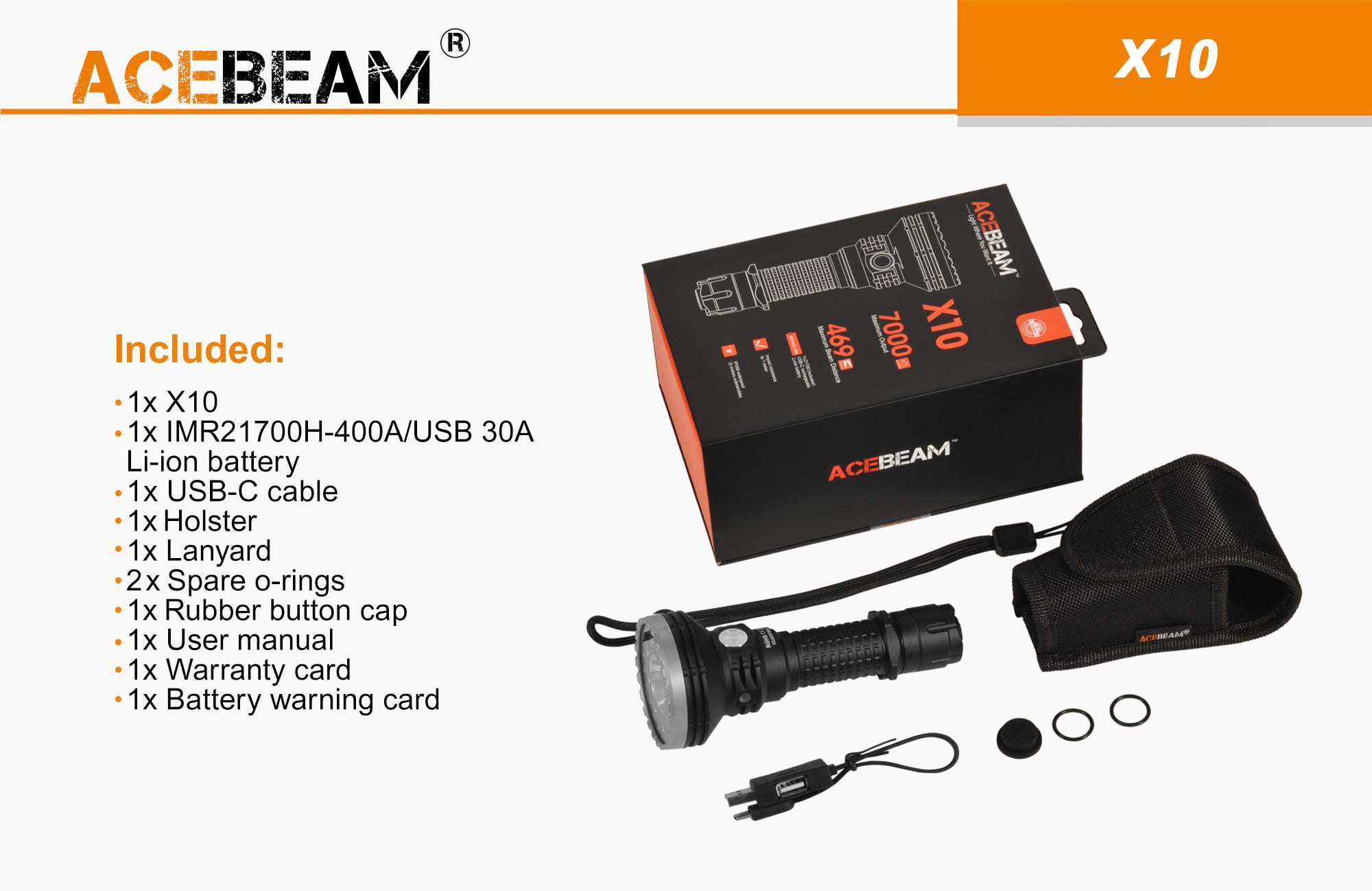 Acebeam X10 Rechargeable Tactical Flashlight|Acebeam® Official