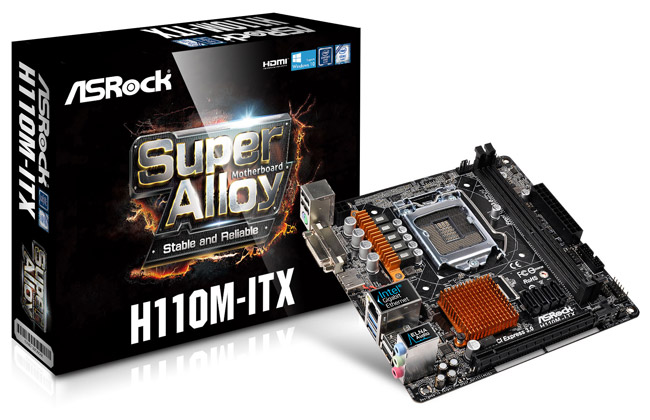 ASRock社製、Intel H110チップセットを搭載した DDR4メモリ対応のMini
