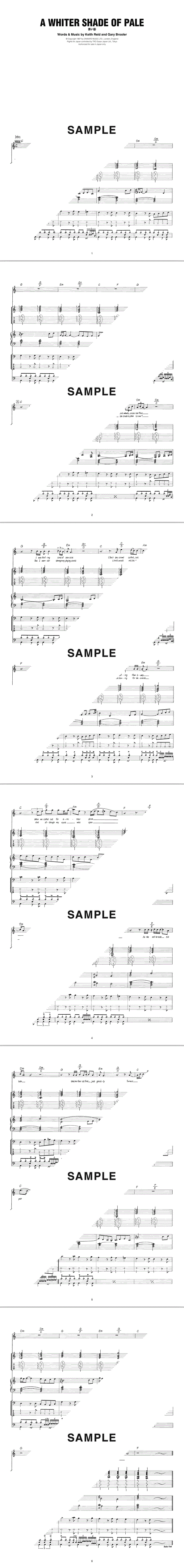 バンドスコア】A Whiter Shade of Pale（青い影） / Procol Harum