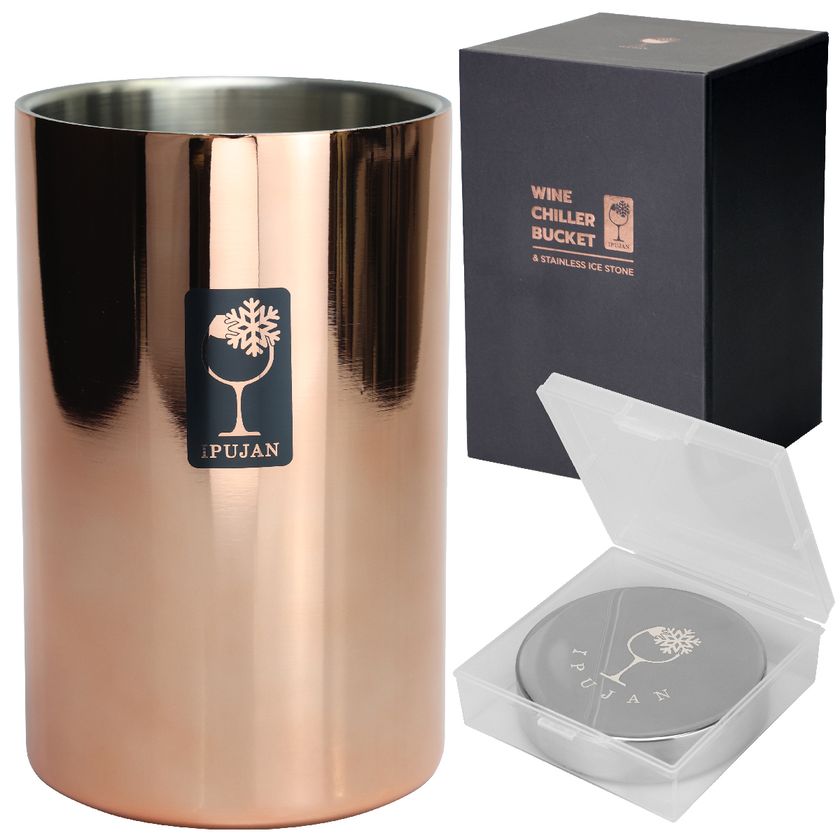 氷なしで約5時間適温を保つ断熱二重壁ステンレス製ワインクーラー