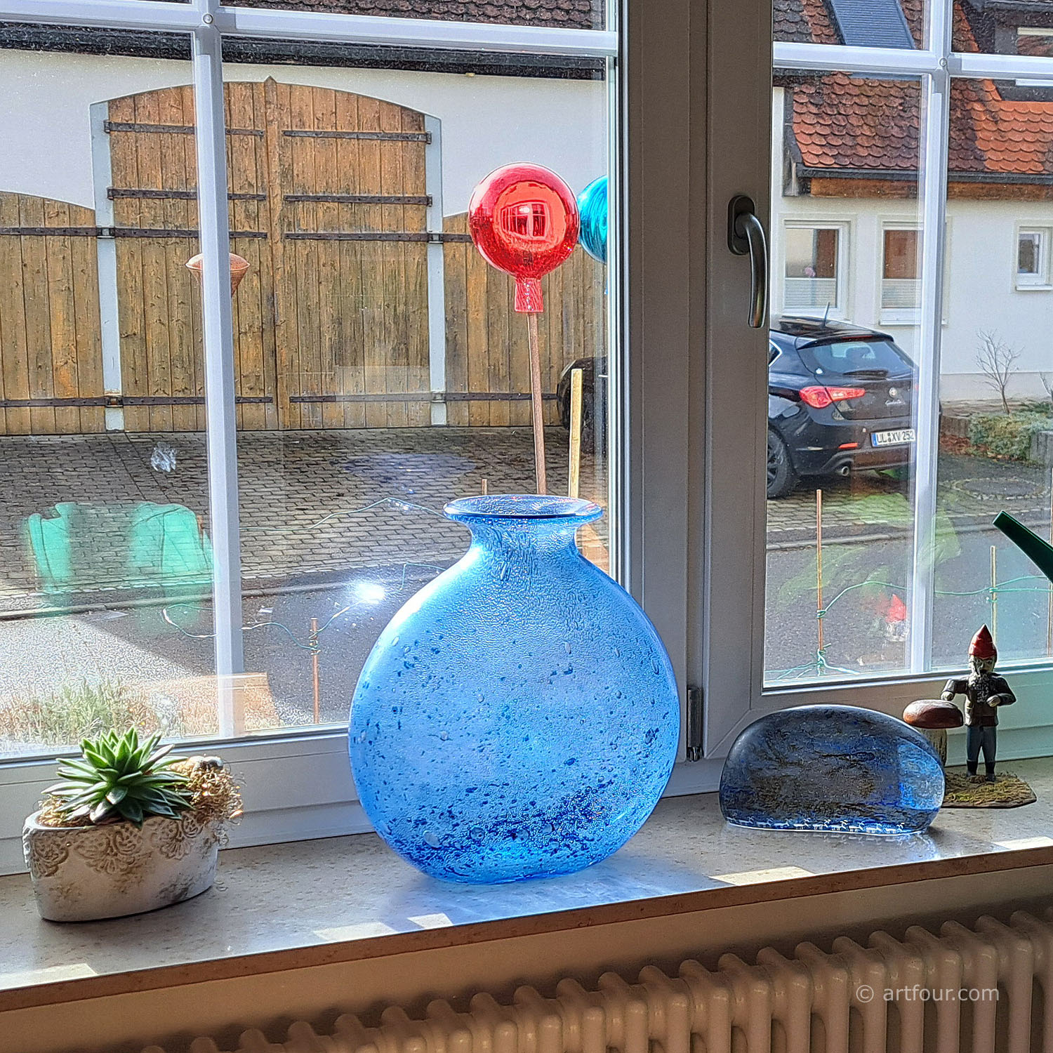 Large Ercole Barovier - Barovier & Toso Efeso Blue Vase at artfour.com