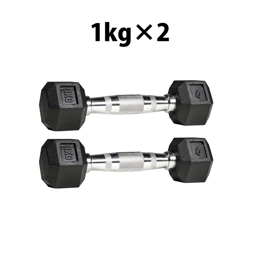 六角ダンベル1KG 2個セット PD009100ST｜BODYMAKER（ボディメーカー）