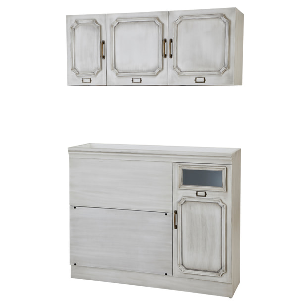 シャビーシック】木製サイドシャンプーキャビネットRENE-S（上下セット