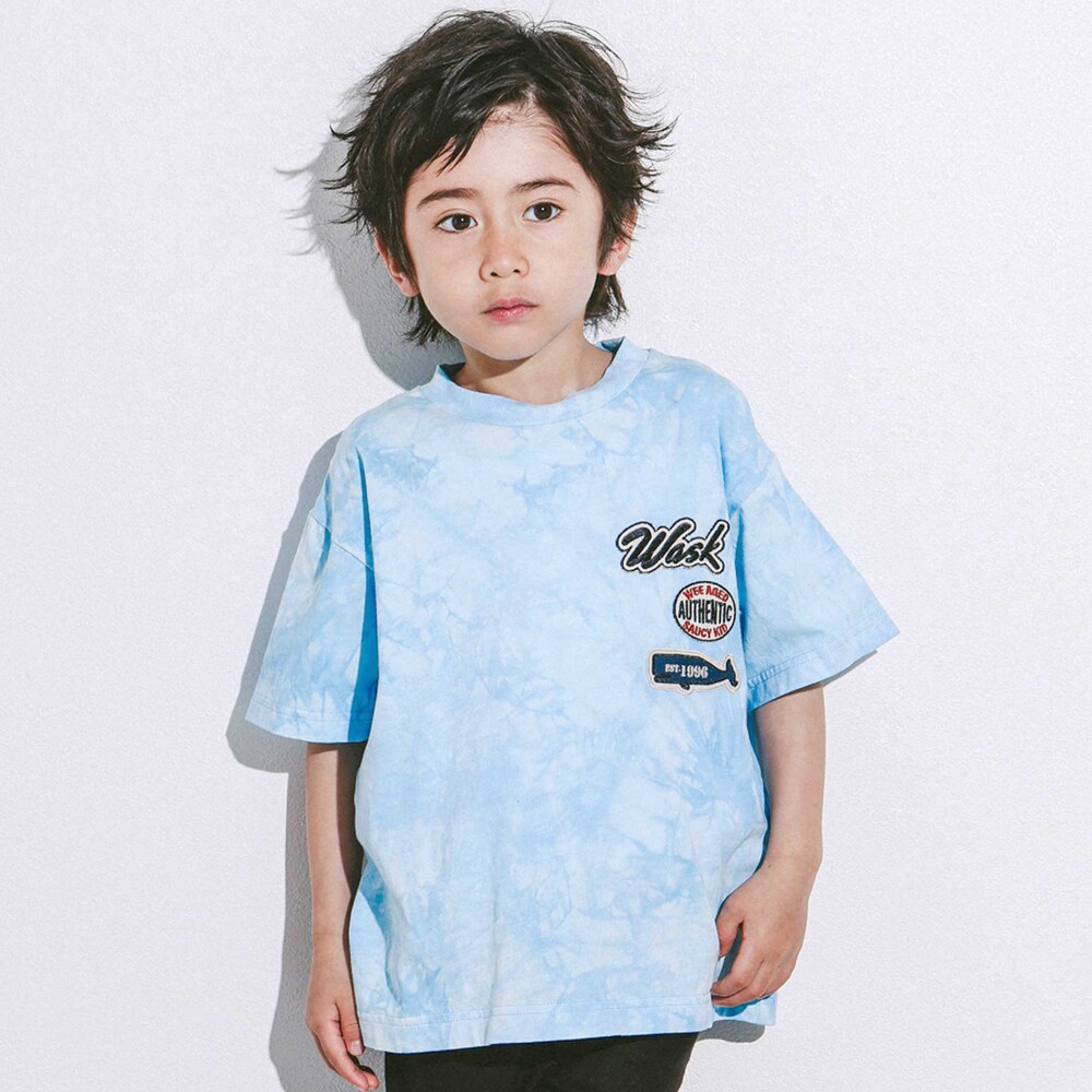 ワッペンセット＆タイダイTシャツ(100~160cm)(100cm ブルー系