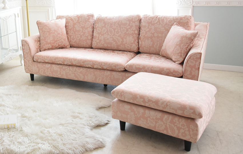 ドマーニ 3WAY カウチソファ(3人掛け) ピンク 幅195cm | ロココ調家具