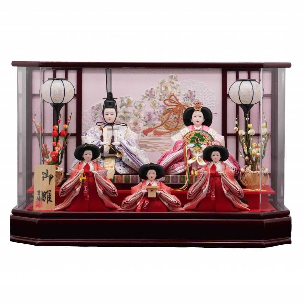 未使用品 京雛 特選 6寸 二條 勝翠作 雛人形 11体 官女 五人囃子 仕丁