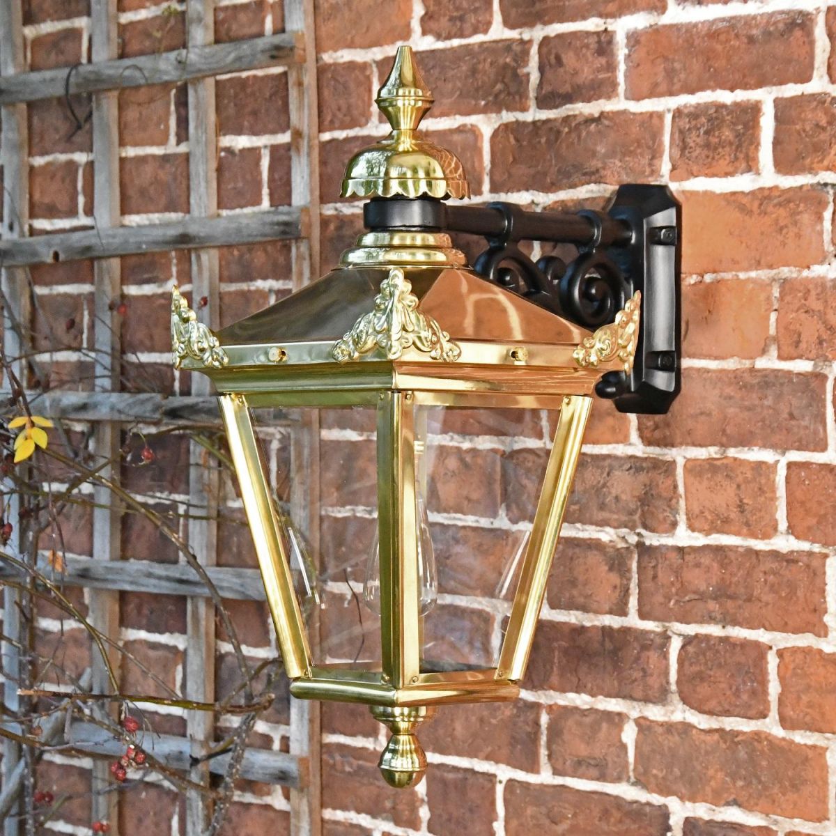 Polished Brass Suspended Wall Lantern 63 x 47.5cm | Black Country