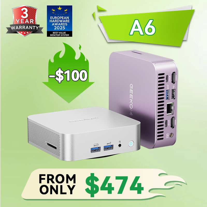 GEEKOM A6 Budget Mini PC - AMD Ryzen 7 6800H & Radeon 680M GPU