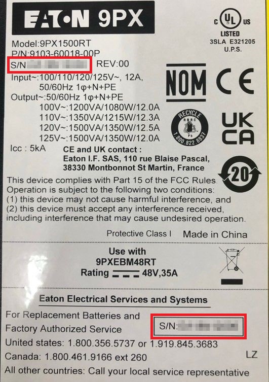 UPS】 シリアルナンバー確認方法 | 無停電電源装置(UPS) | イートン