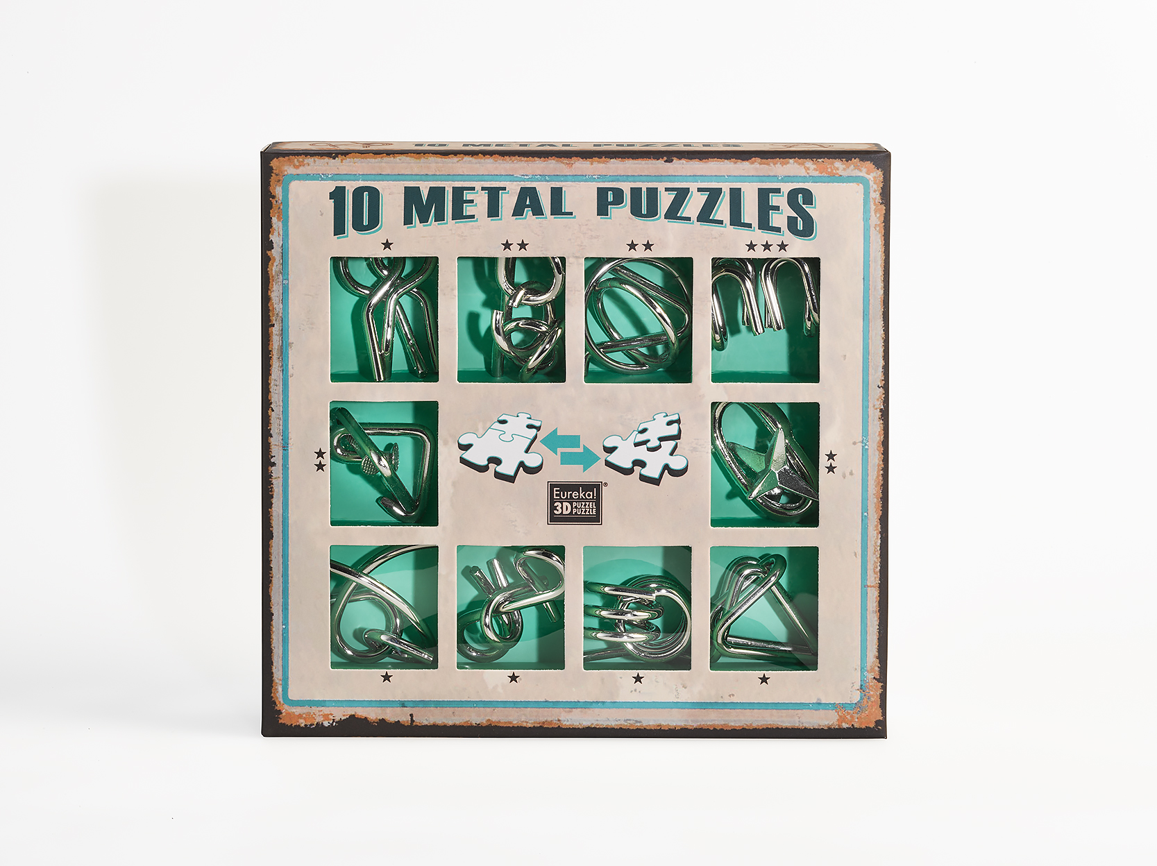 10 Metal Puzzles Set Green - Eureka bv