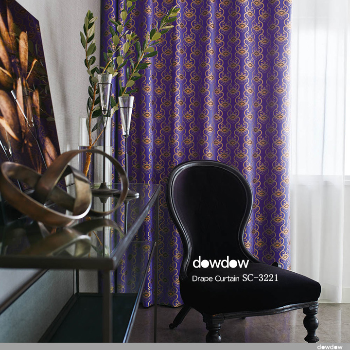 ゴシック モダン】タッキーな装飾格子柄のドレープカーテン＆シェード