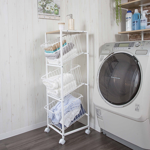 ランドリーラック 3段 SYM-703 WH サン・ハーベスト 洗濯備品