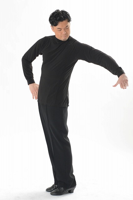 メンズ ラテン シャツ (M・L） MS350 タカダンス ブラック ハイネック