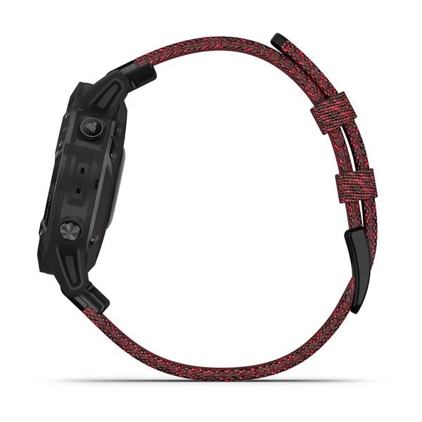 Buy Garmin Fenix 6 Sapphire Black DLC with Heathered Red Nylon Band