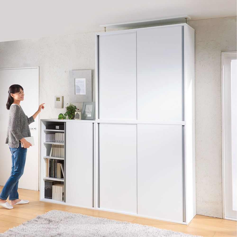 大量収納が自慢の引き戸式本棚 幅90本体高さ114cm 奥行40cm ディノス