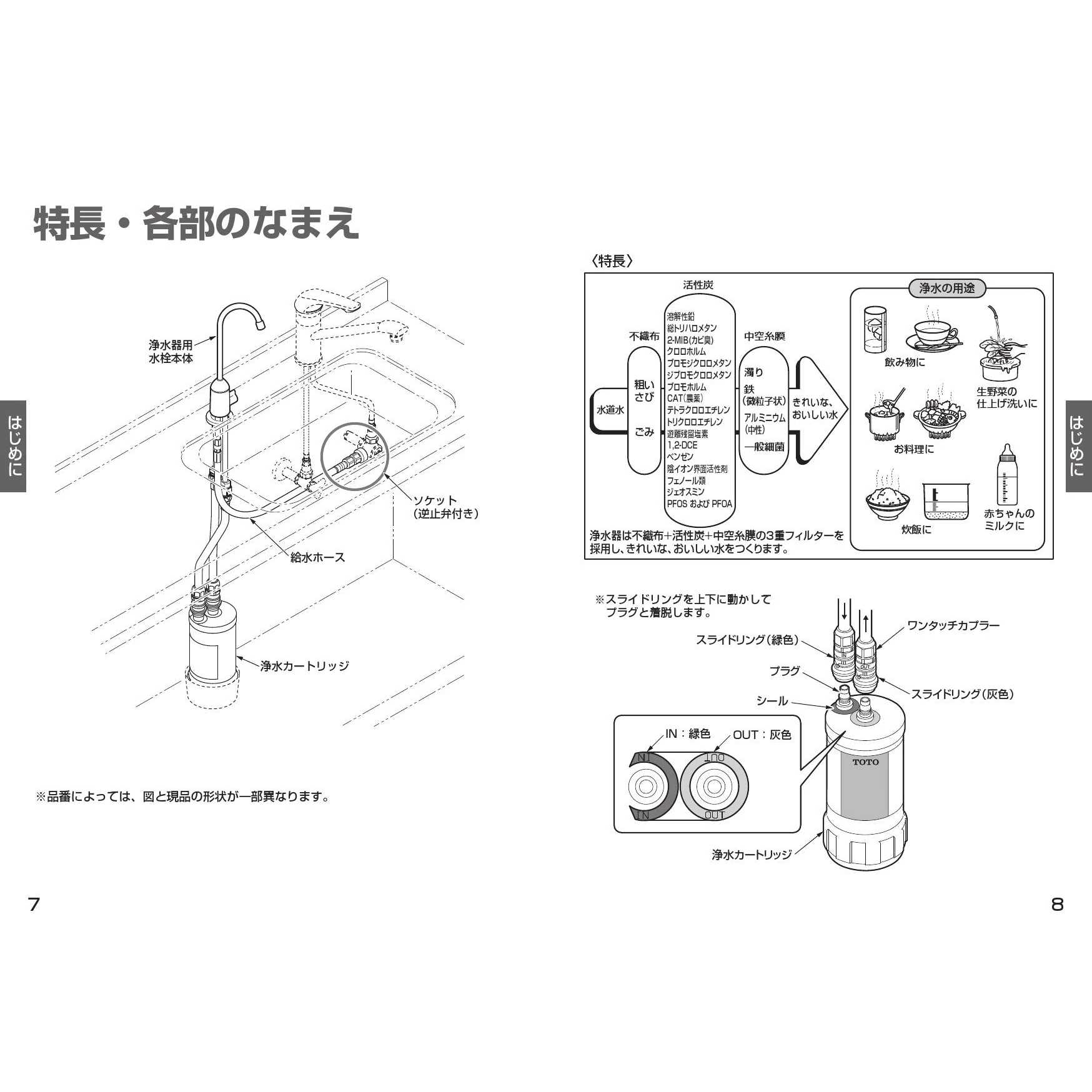 TK301C 浄水器専用自在水栓(ビルトイン形) 取扱説明書 商品図面 施工