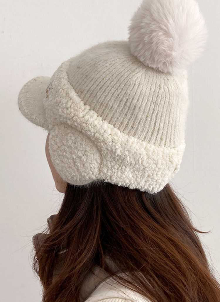 ファー裏地ポンポンニットキャップ | レディースファッション通販 - DHOLIC
