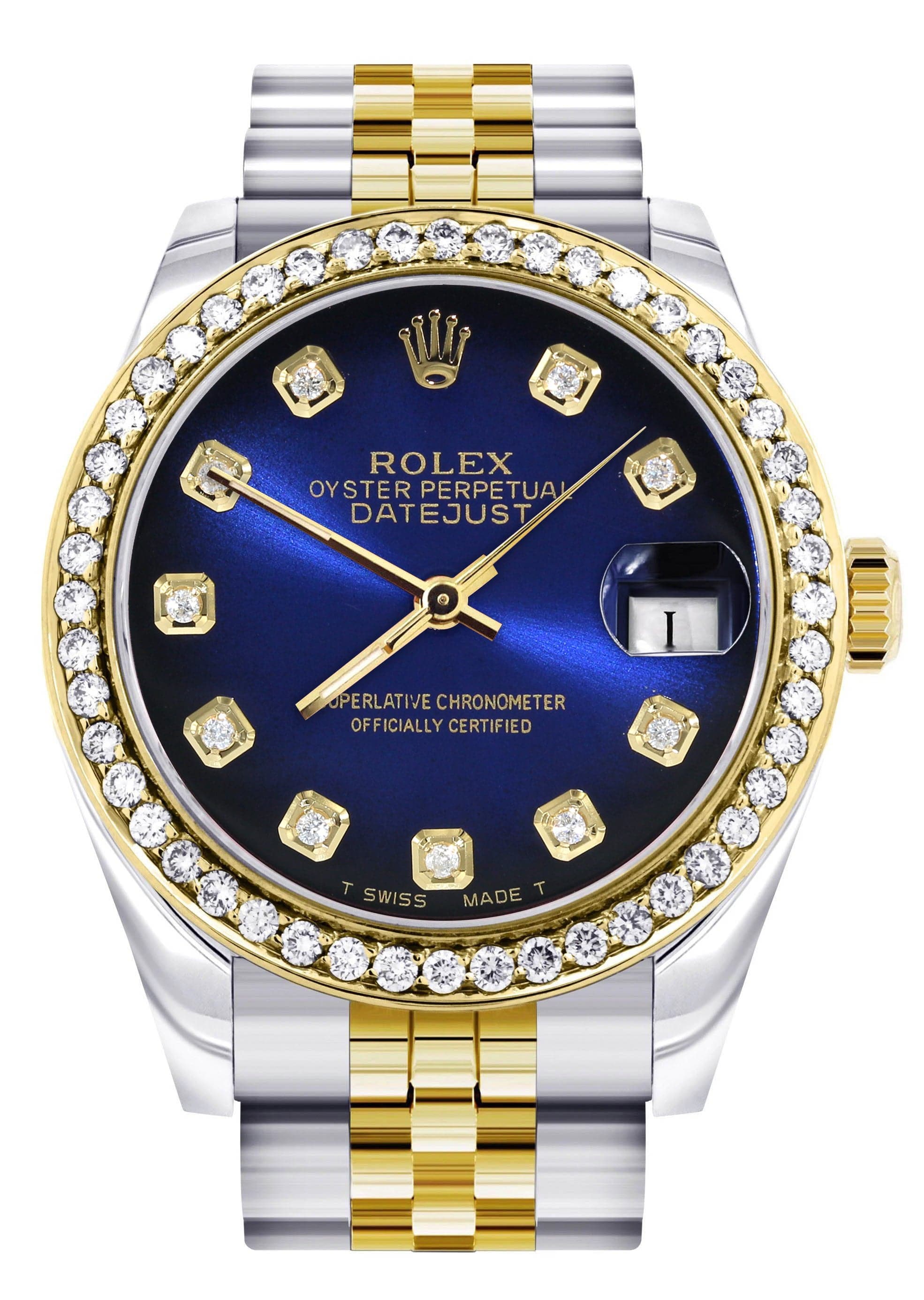 Diamond Gold Rolex Watch | 68273 |Diamond Bezel | 31MM | Blue Black Di