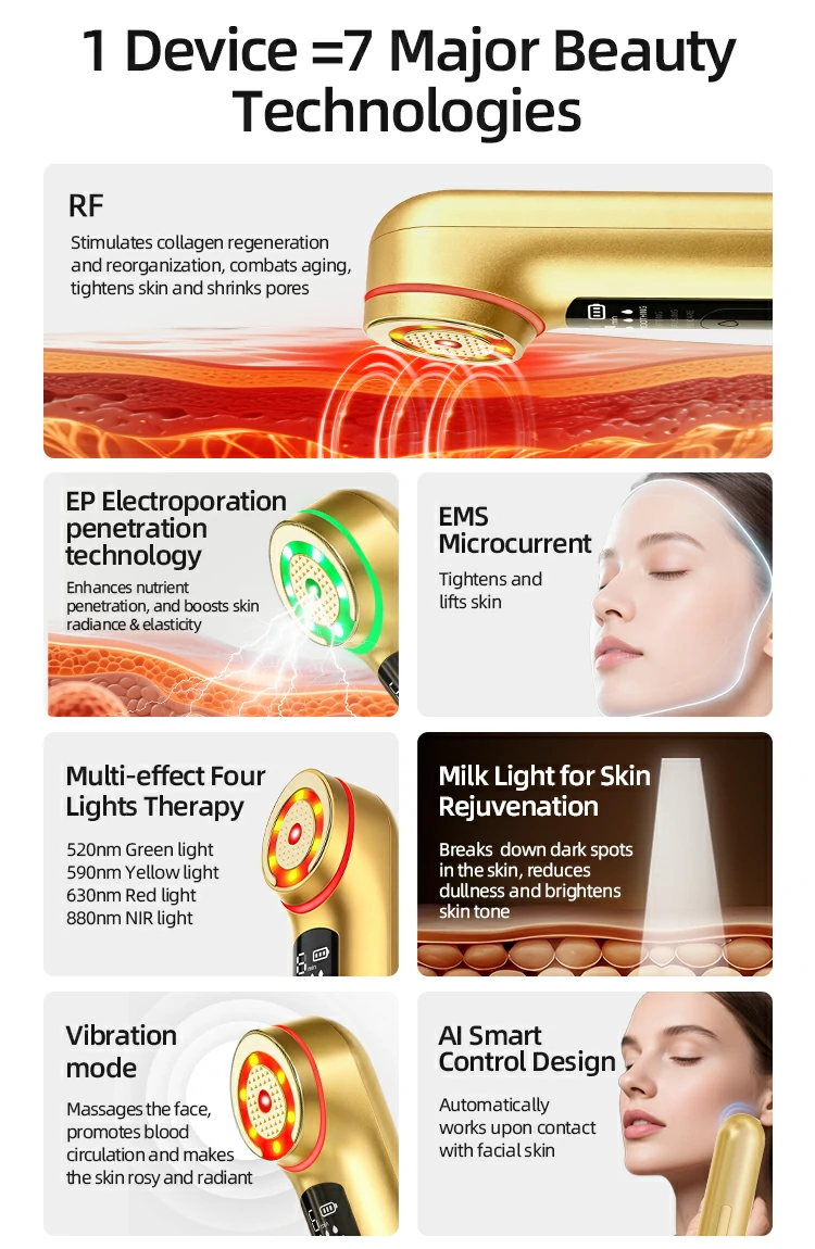 7-in-1 electroporation facial rejuvenation and wrinkle removal