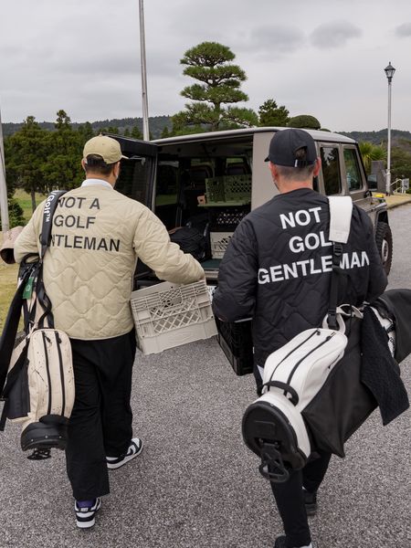 Captains Helm Golf / QUILTING NO-COLLAR JACKET -Black-