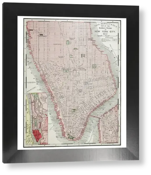 1897 New York City Map Print from 1895 Randy McNally Atlas. Art